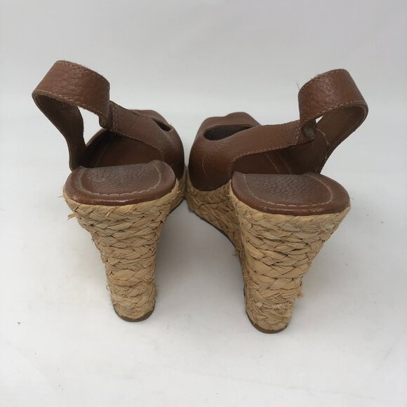 Banana Republic Brown Peep Toe Espadrille Wedge 10 - Picture 6 of 10